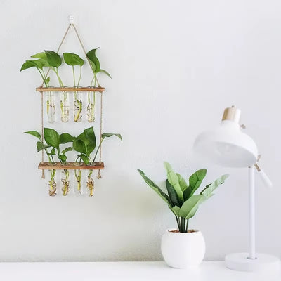 Wall-mounted 2-tier test tube vase