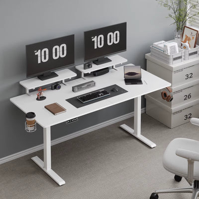 Electric Standing Desk with Dual Adjustable Monitor Shelves