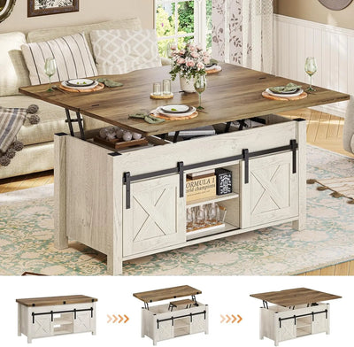 (New) 4-in-1 Convertible Lift-Top Coffee Table with Storage and Hidden Compartment