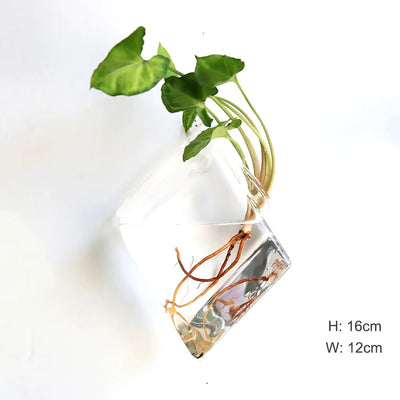 Wall-mounted glass vase