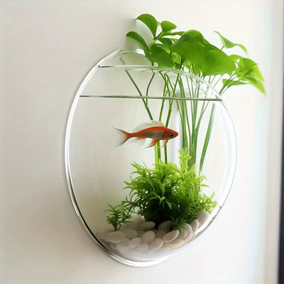 Wall-mounted round glass vase