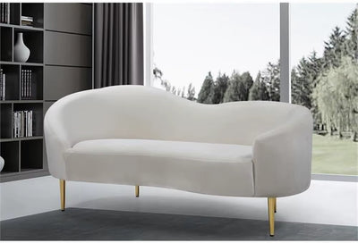 Velvet Loveseat with Gold Metal Legs