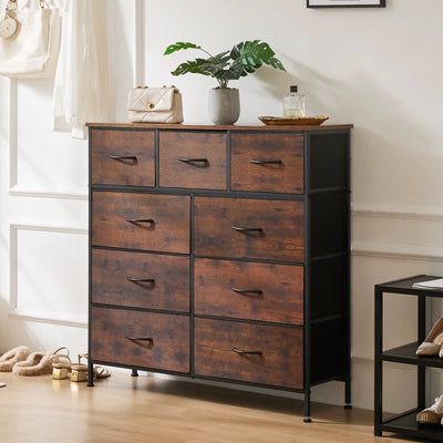 Tall 9 Drawer Fabric Dresser
