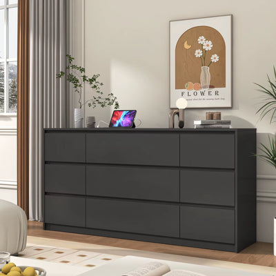 9-Drawer Dresser with Charging Station 