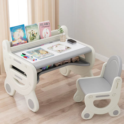 Kids Art Table and Chair Set with Markers and Eraser